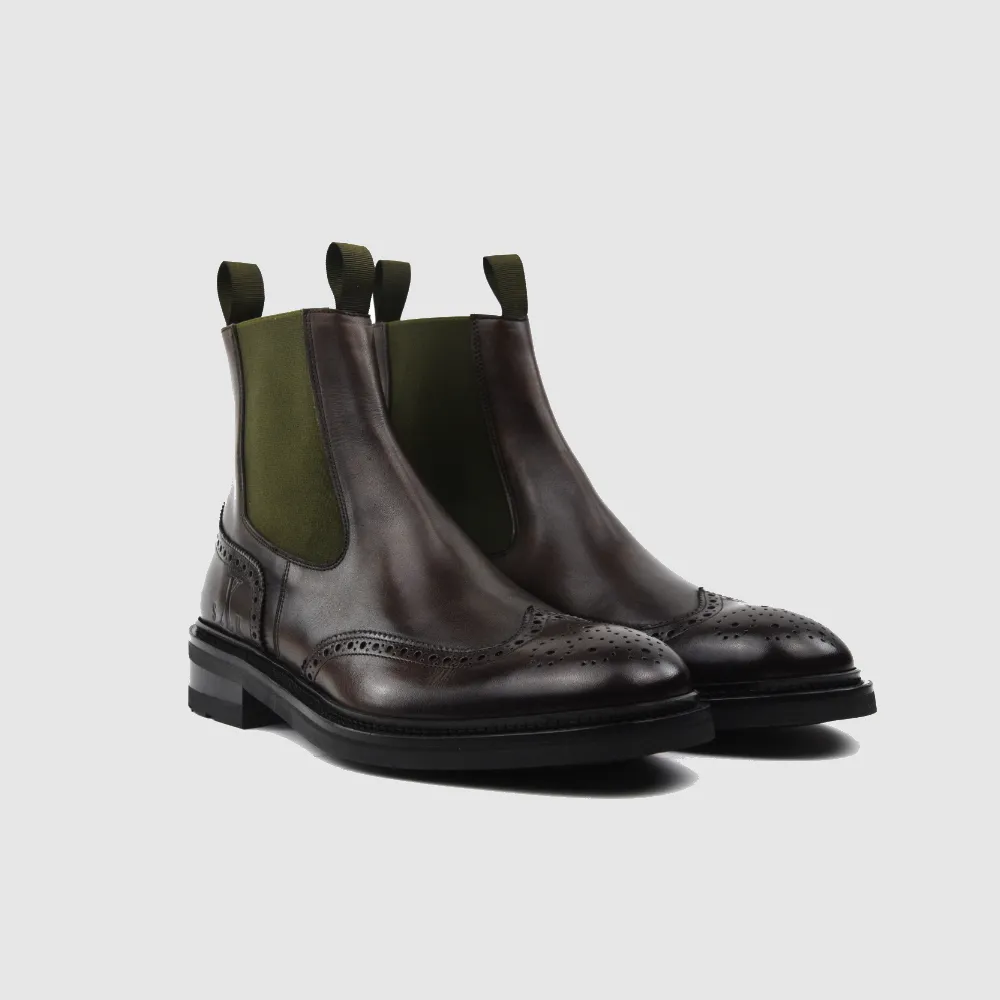 Chelseaboot CHARLES vitello castagno green