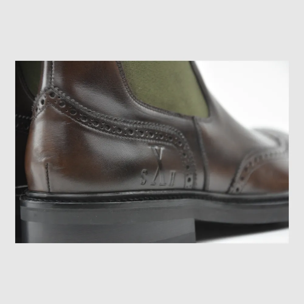 Chelseaboot CHARLES vitello castagno green
