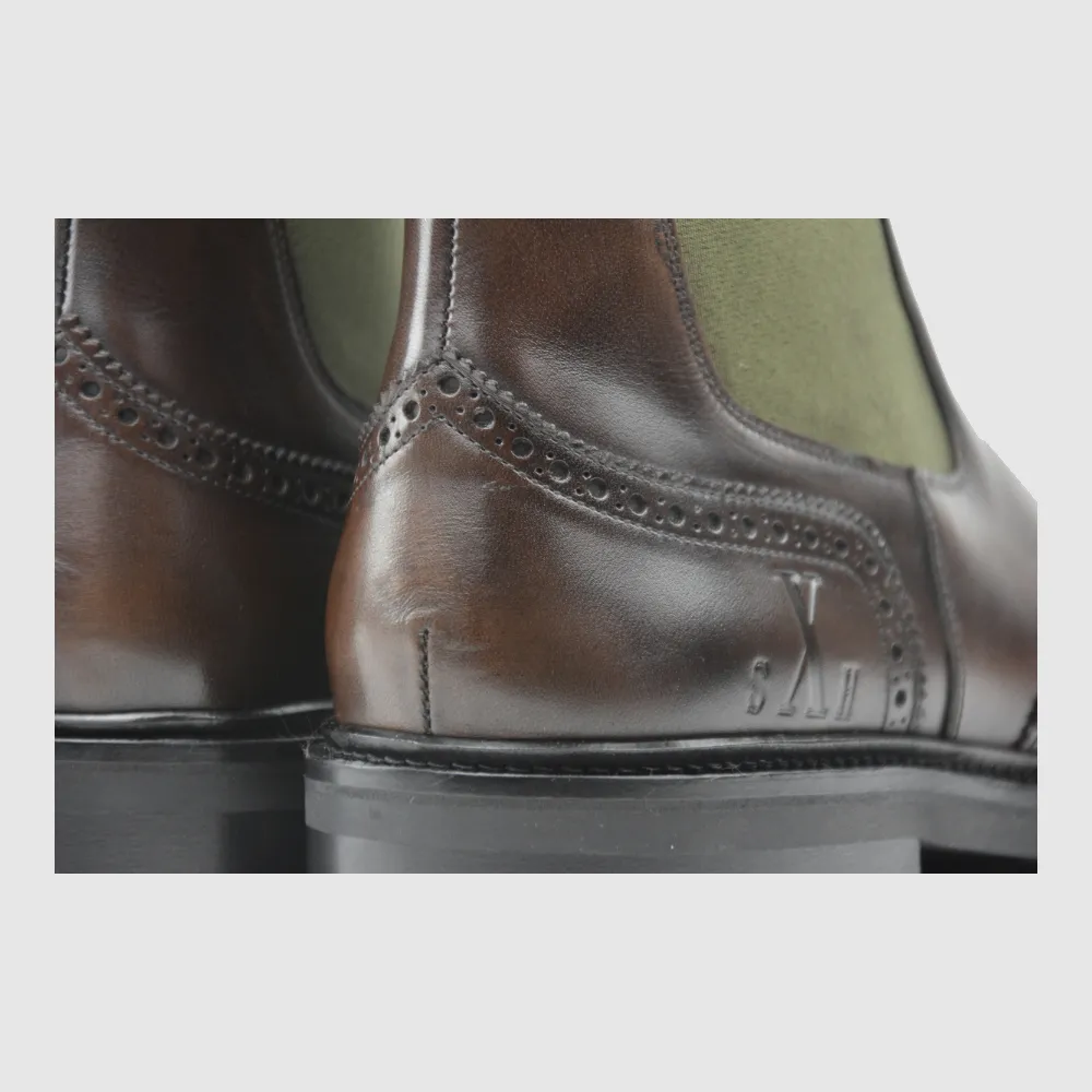 Chelseaboot CHARLES vitello castagno green