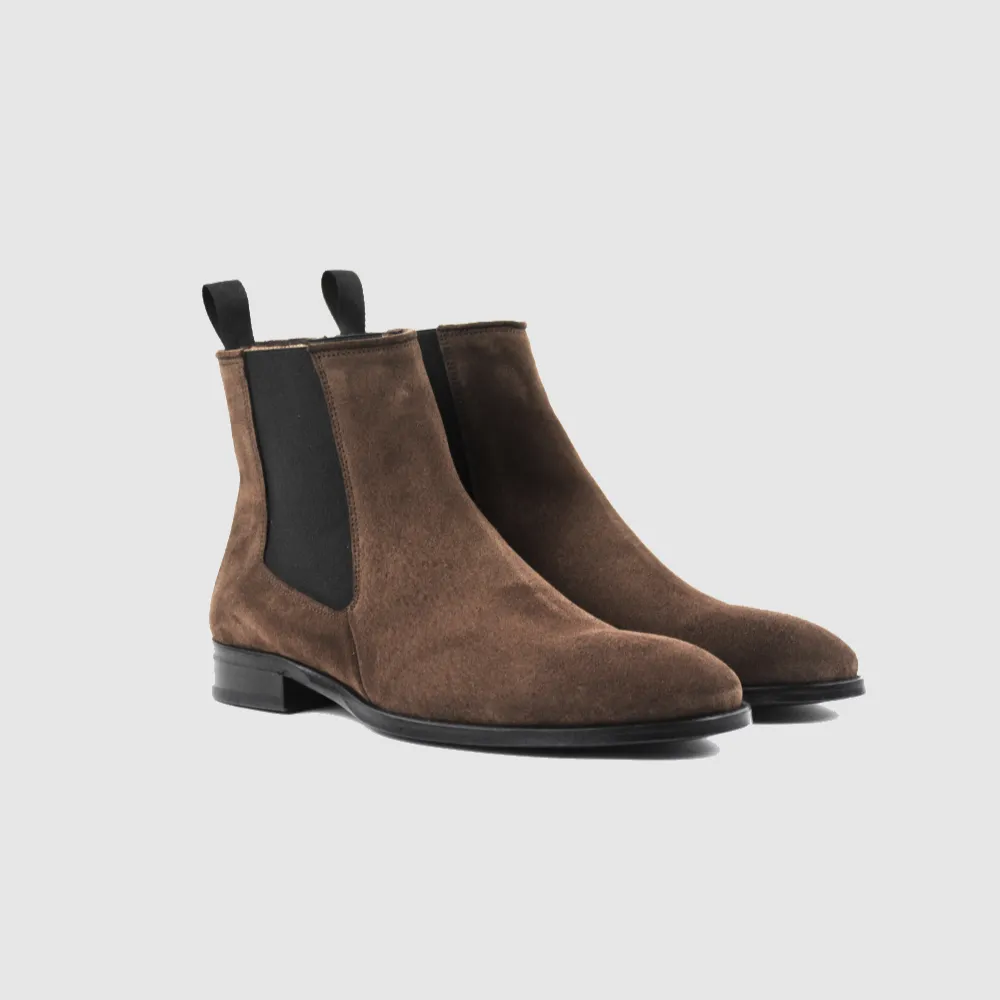Chelseaboot JAHN suede chocco