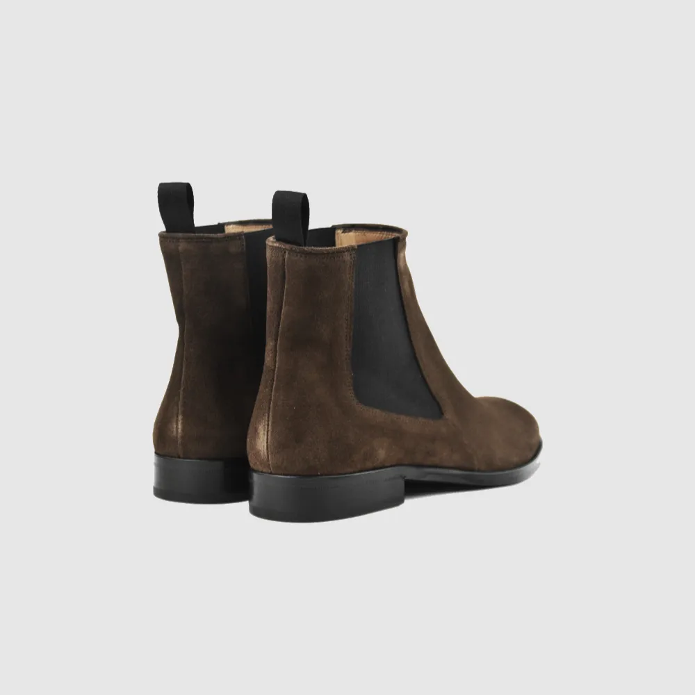 Chelseaboot JAHN suede chocco