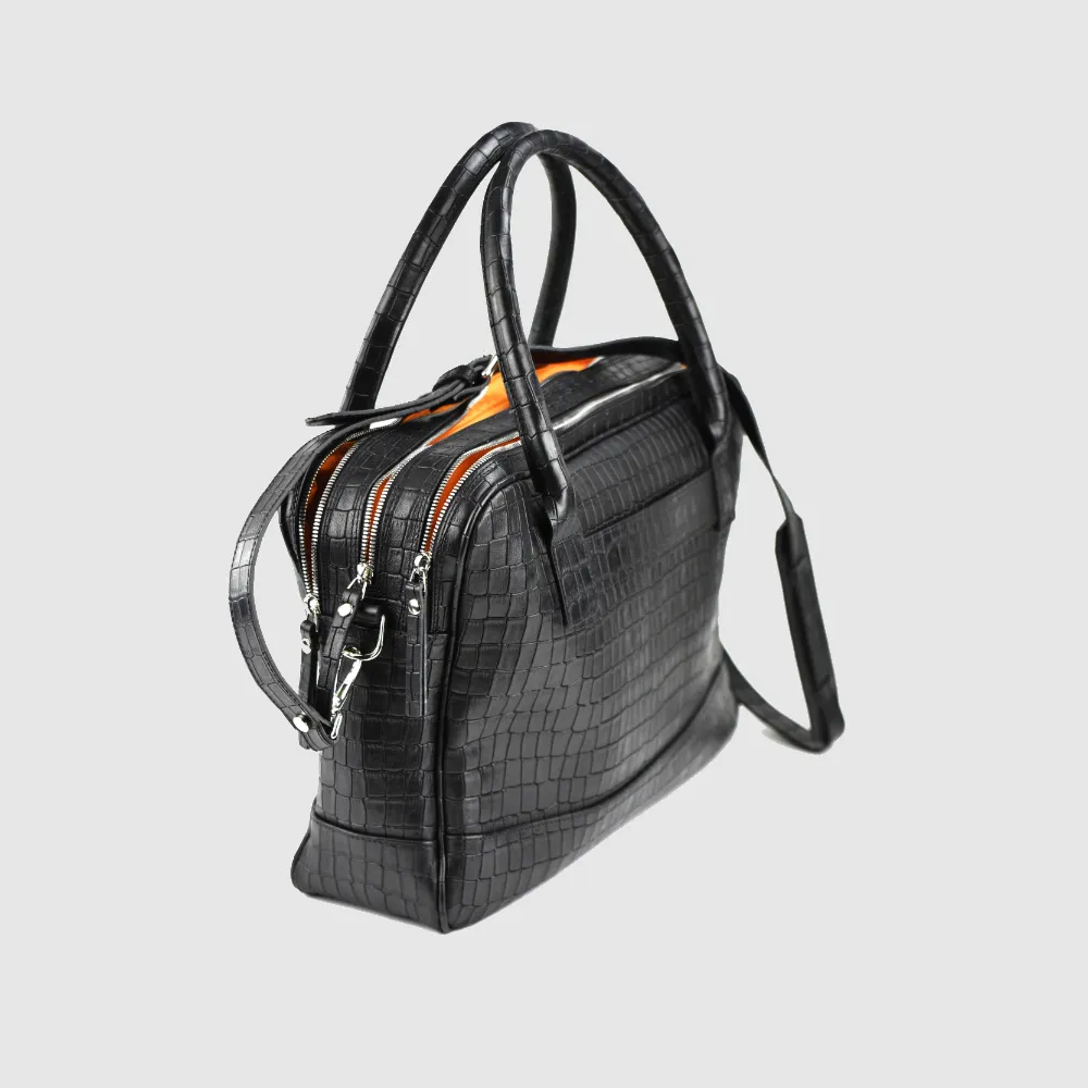 Trippelzippbag LUKA black croco