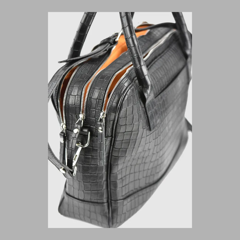 Trippelzippbag LUKA black croco