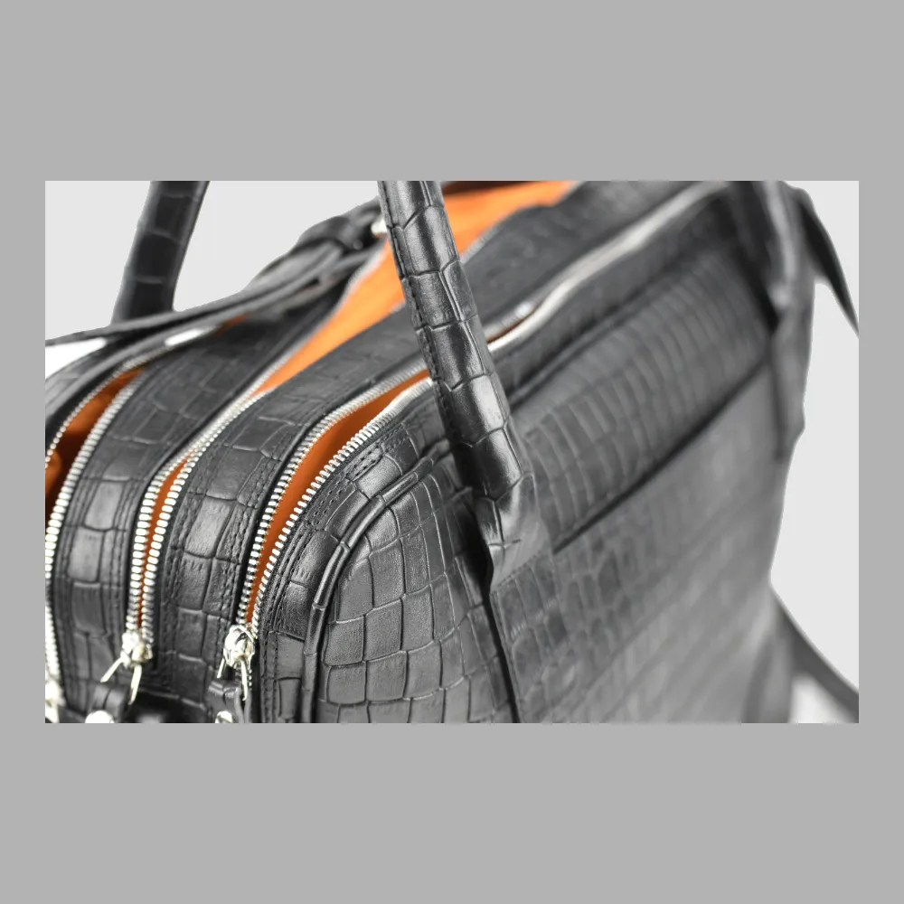 Trippelzippbag LUKA black croco