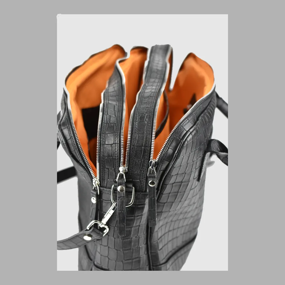 Trippelzippbag LUKA black croco