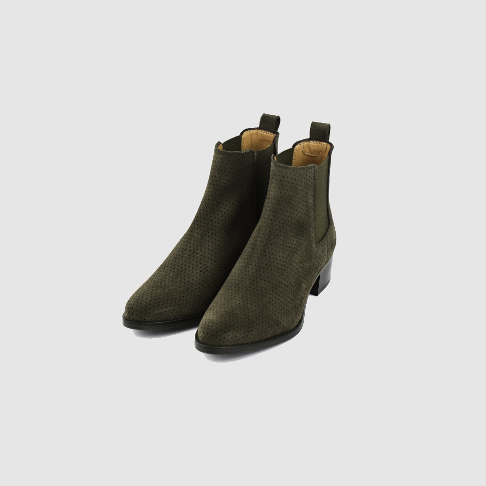 Chelseaboot JANA – Oliv perforiert – Bild 4 von 5
