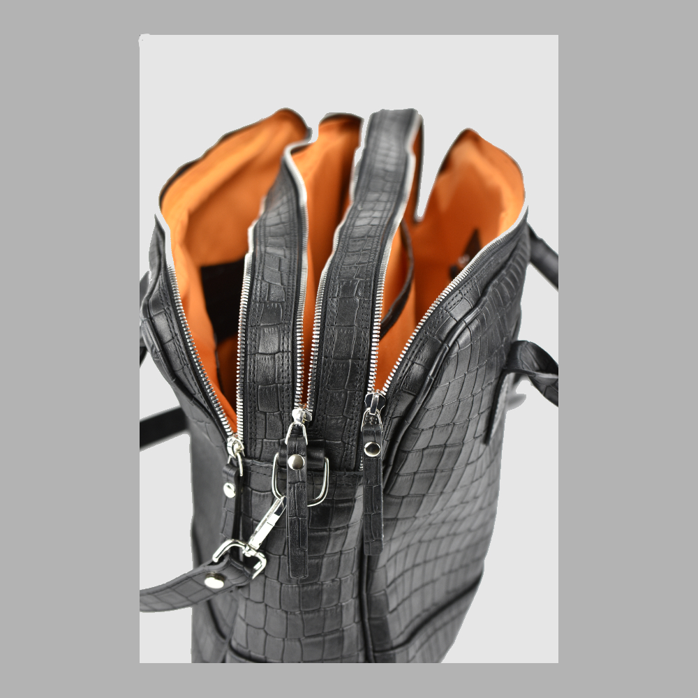Trippelzipp Bag LUKA – Schwarz Kroko – Afbeelding 8 van 8