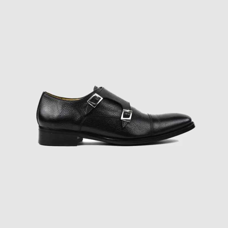 FLY DUBBLE MONK STREP - BLACK GRAIN GR. 42 – Schwarz Narbenleder