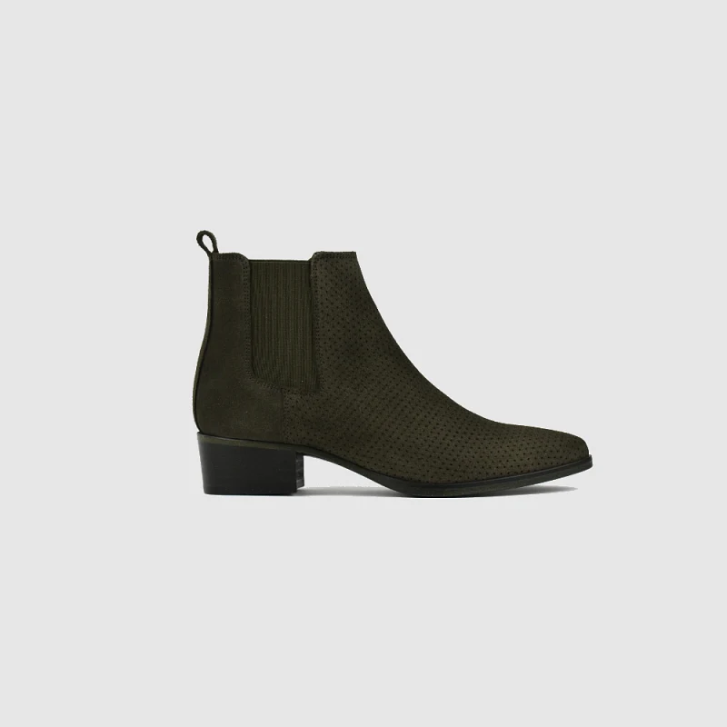 Chelseaboot JANA – Oliv perforiert