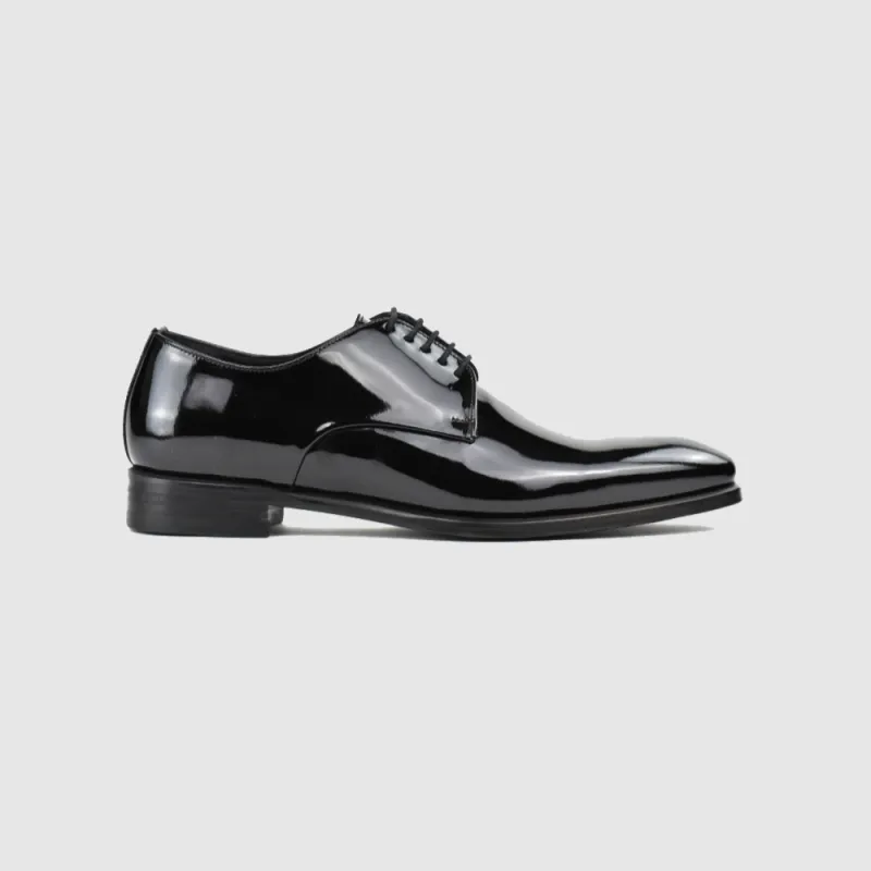 Derby LEONARDO vernish black – Schwarz Lack